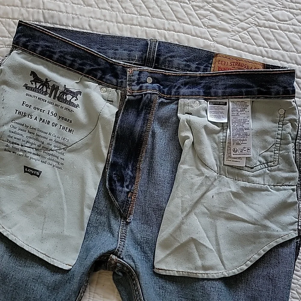 Levi's 505 Mens Classic Blue Jeans Size W34 L30 Roomier Fit In The Thighs/Ankle